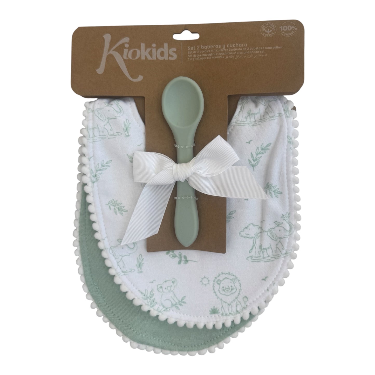 Pack 2 baberos con cuchara verde