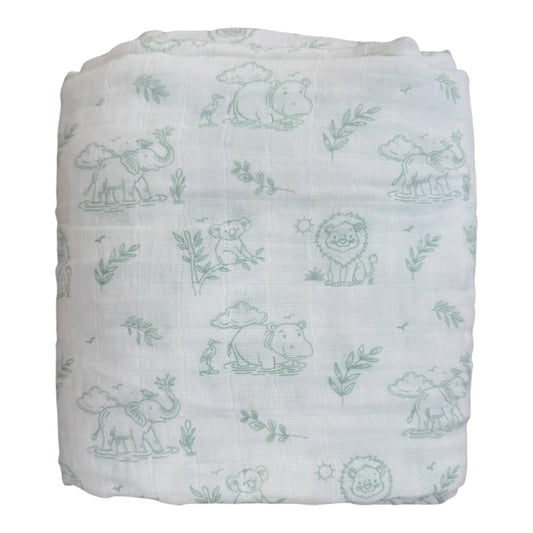 Muselina verde campo 120x120